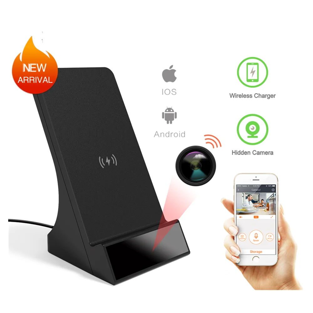 Caméra Cachée Chargeur Sans Fil WiFi HD 1080P