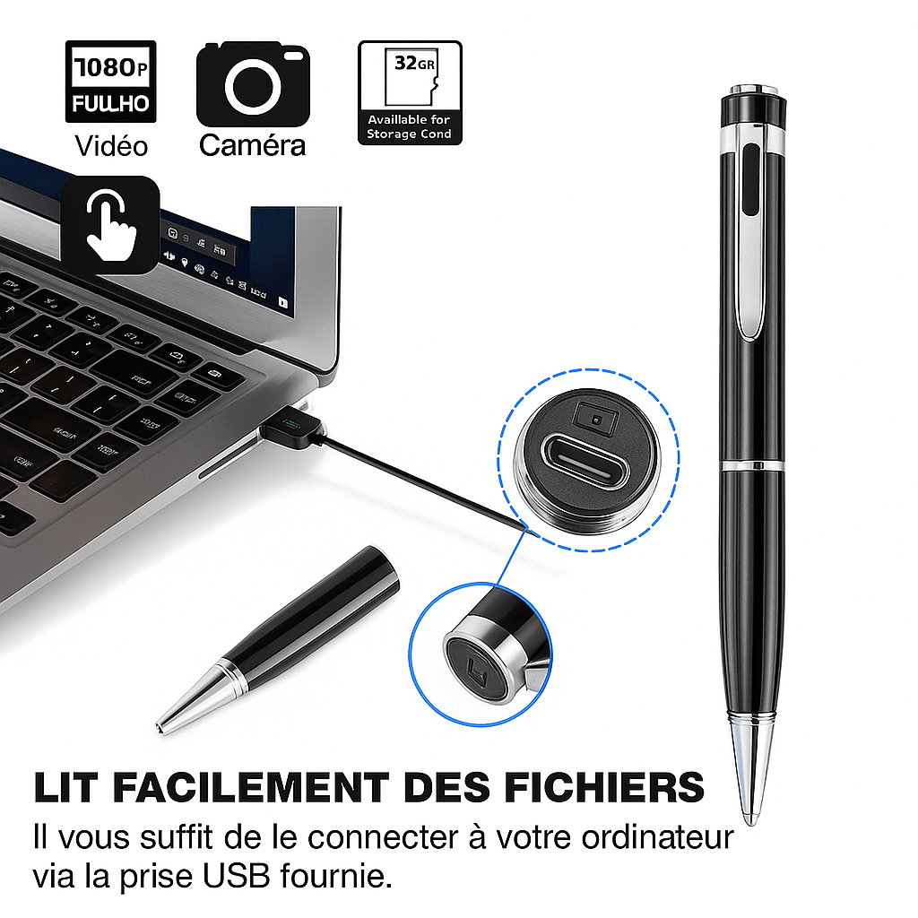 Stylo Caméra HD 1080P