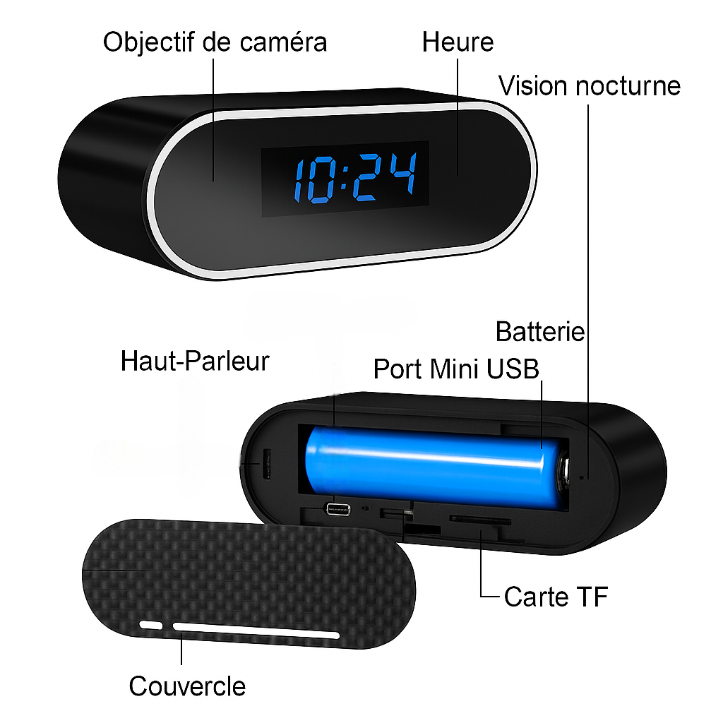 Caméra réveil numérique HD 1080P WiFi